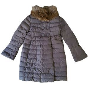 Womens MONCLER "JOHAFUR" Gray Real Fur Down Parka Jacket Puffer Coat 3/Large